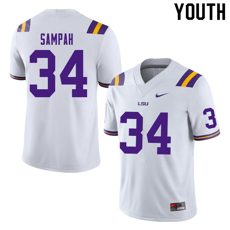 Youth #34 Antoine Sampah LSU Tigers College Football Jerseys Sale-White
